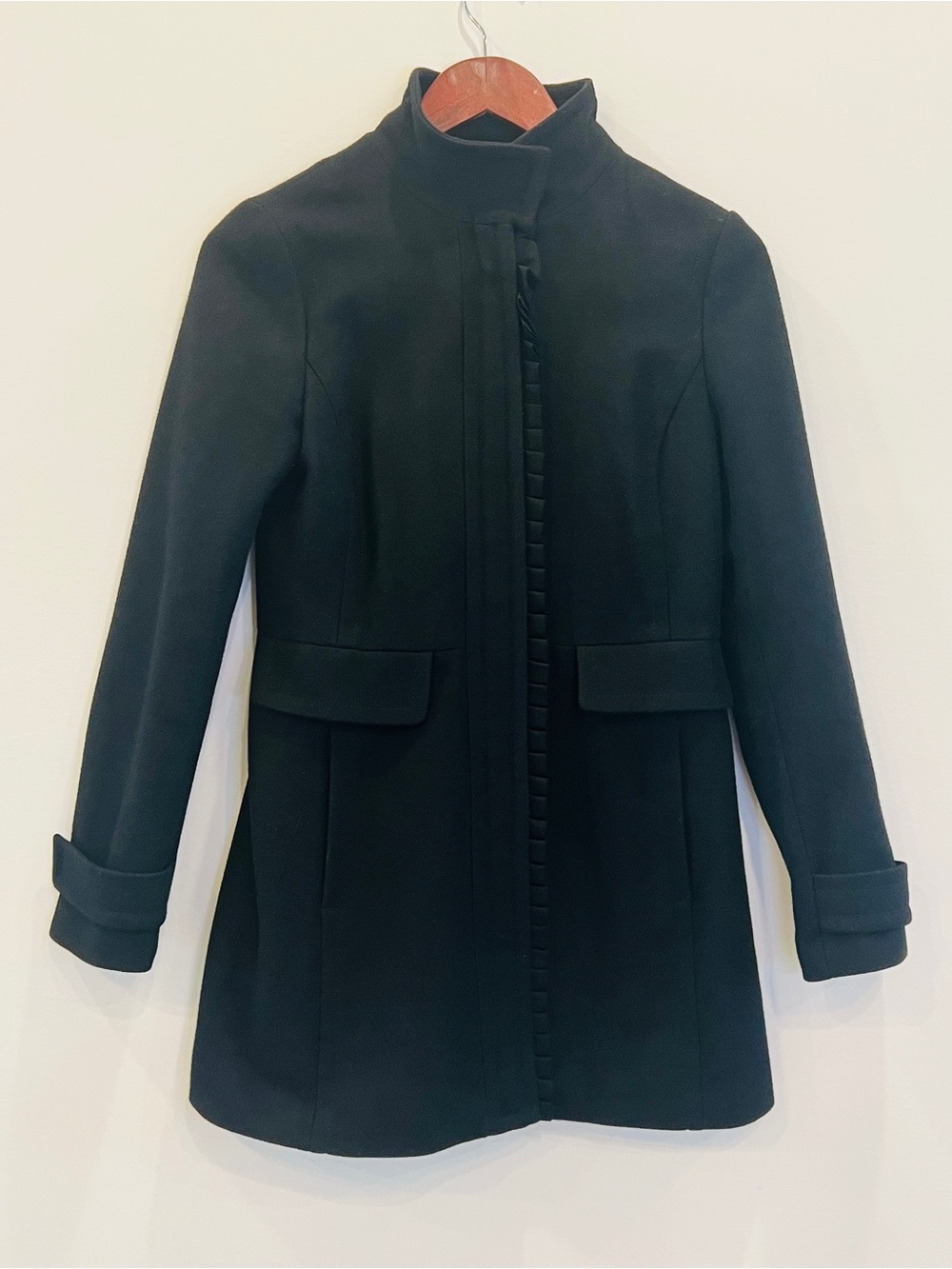 Banana Republic Black Stand-Collar Dress Coat